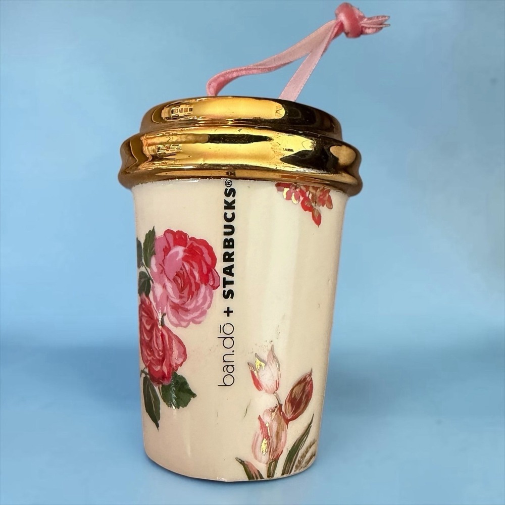 2018 Starbucks Rose / roses Floral Thermos Cup Christmas Holiday Ornament
